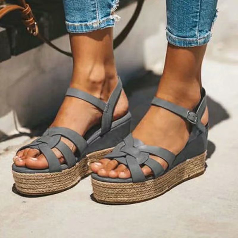 Straw Wedge Sandals