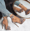 Gladiator Black Ankle Strap Crystal Lace-Up Heels