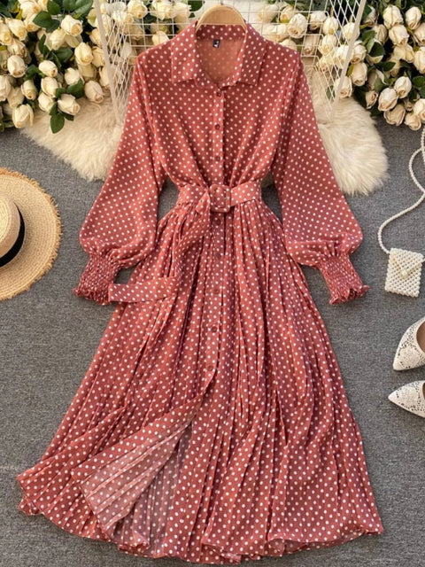 Vintage Chiffon Pleated Dress