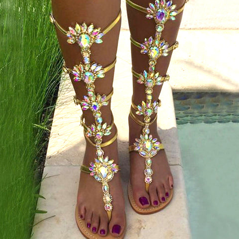 Floral High Heel Ankle Strap Sandals