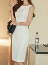 Vintage White Sleeveless Bodycon Dress