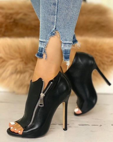 Crystal Chain Square High Heels