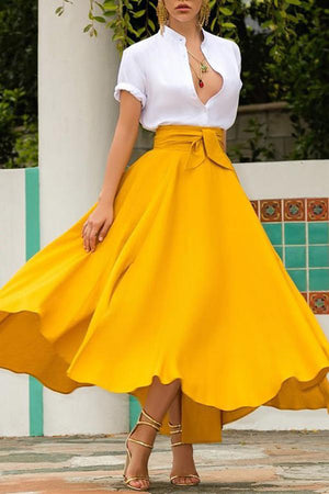 Solid Color Bandage A-Line Skirt With Pockets