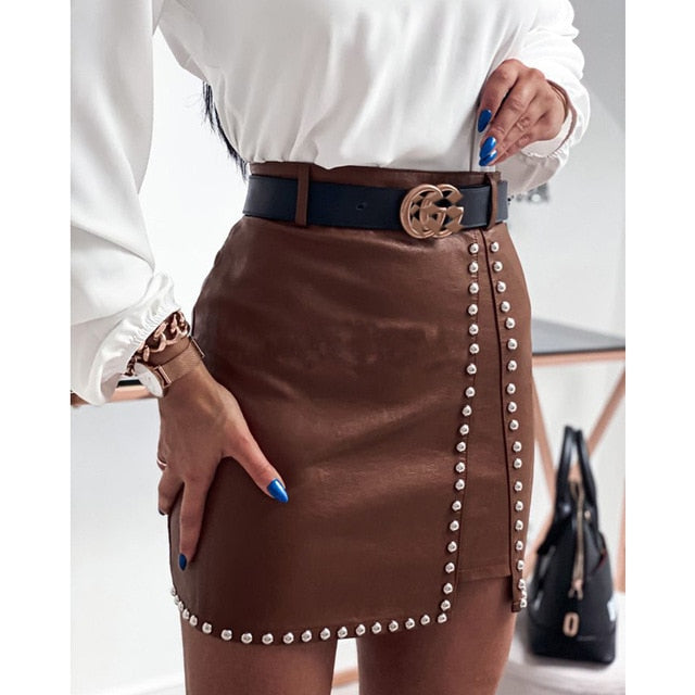 Leather Mini High Waist Pencil Skirt