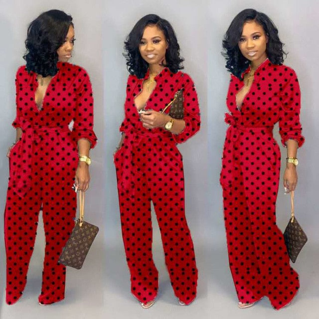 Pattern Button Up Jumpsuit With Pockets