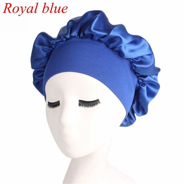 Satin Bonnet Elastic Wide Band Cap