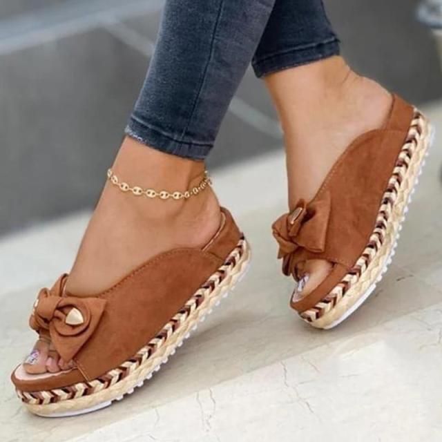 Solid Color Bowknot Sandals
