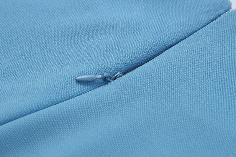 Blue Bodycon Short Sleeve Knee Length Dress