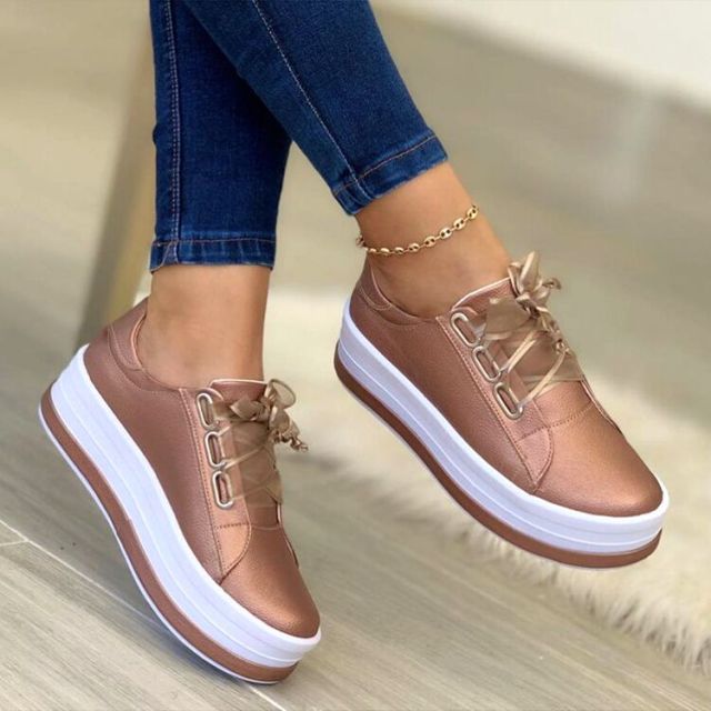 Leather Shine Thick Bottom Sneakers