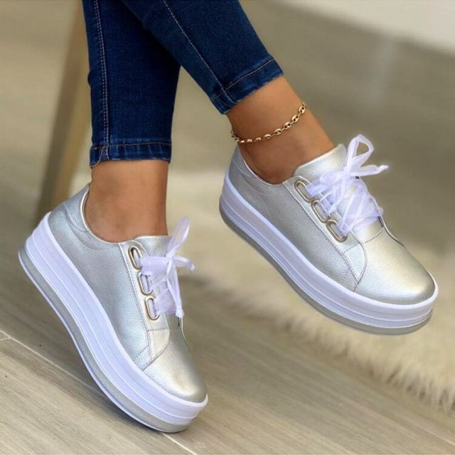 Leather Shine Thick Bottom Sneakers