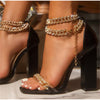 Crystal Chain Square High Heels