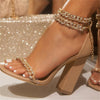 Gladiator Black Ankle Strap Crystal Lace-Up Heels