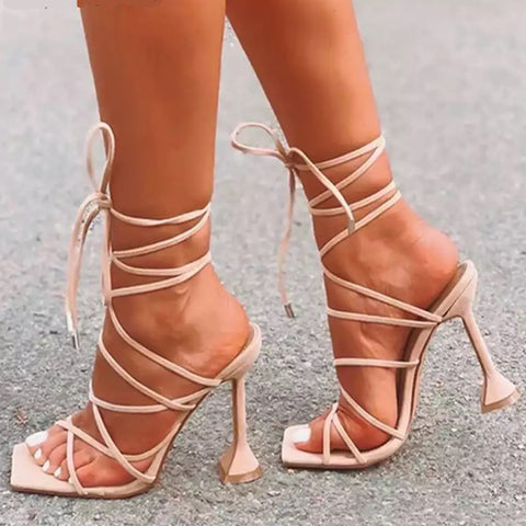 European Candy Color Ankle Strap High Heels